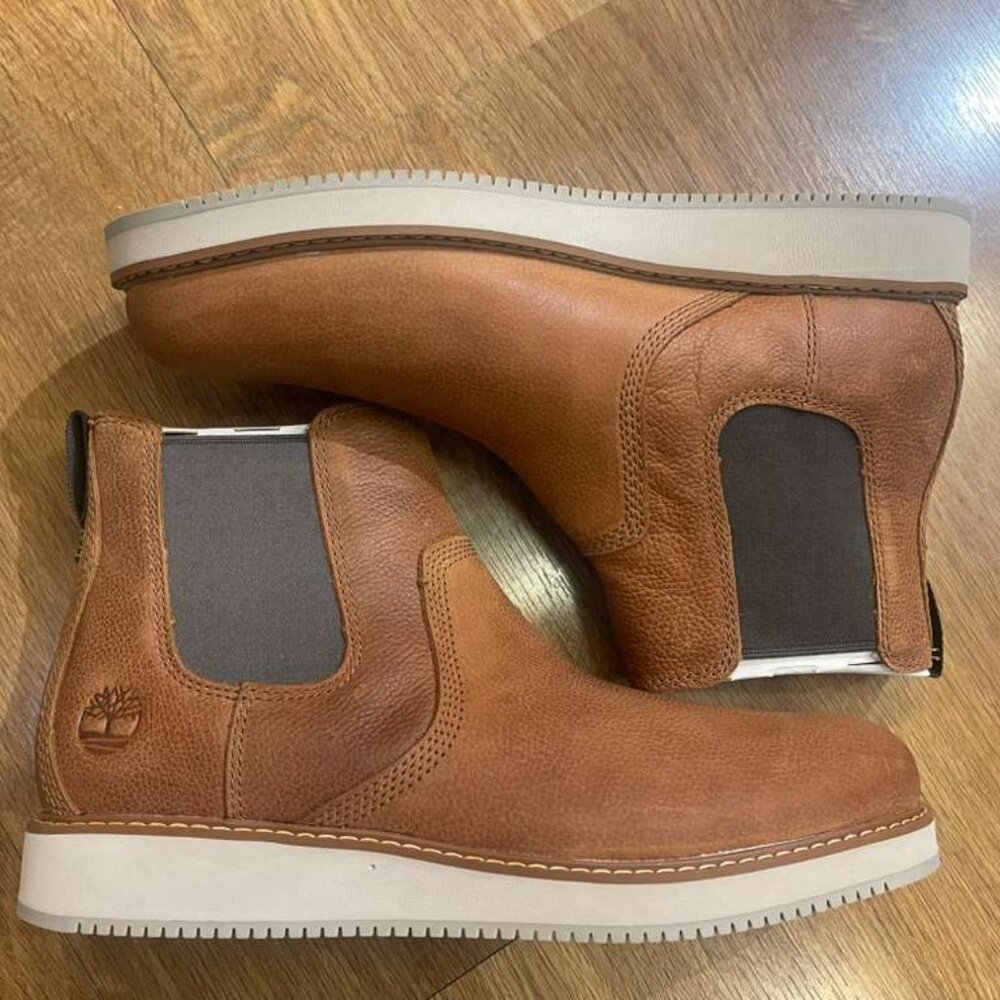 TIMBERLAND MENS REDWOOD EDGE MID LACE CHELSEA BOOT MD BROWN FULL GRAIN A6CVE-EM4